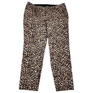 NEW Worthington NWT Women's 6 Black Brown Leopard Print Ankle Pants